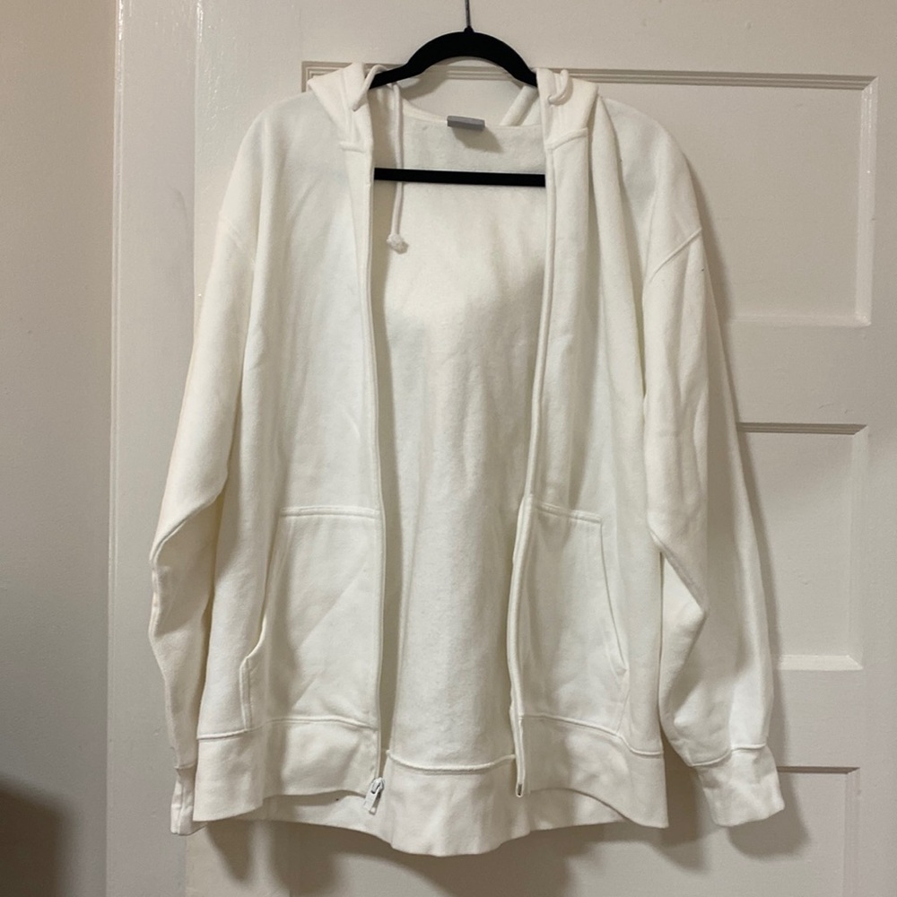 Aritzia Cream Zip-Up Hoodie